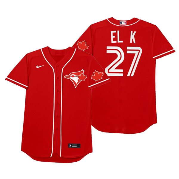 Mens Toronto Blue Jays #27 Vladimir Guerrero Jr. Nike Red 2021 Players' Weekend Nickname El K Jersey